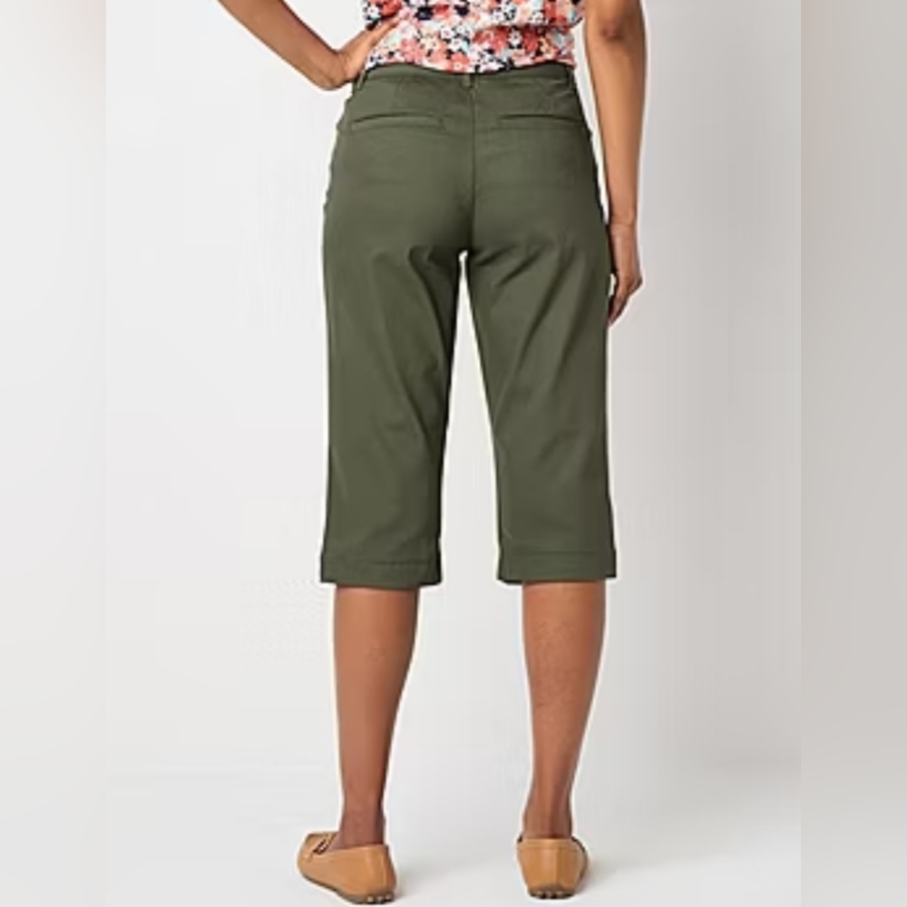 St. John's Bay Womens Secretly Slender Mid-Rise Capri Pants Sz 4 Oregano - Picture 2 of 5